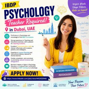 IBDP psychology teacher Required in Dubai