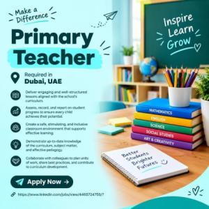 Primary Teacher Required in Dubai