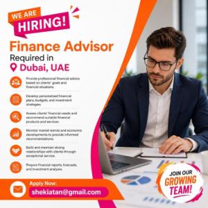 Finance Advisor Required in Dubai