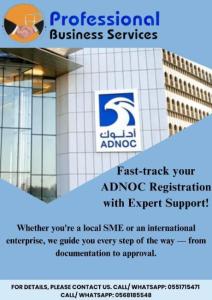 ADNOC REGISTRATION WITH EXPERT SUPPORT! CONTACT US!