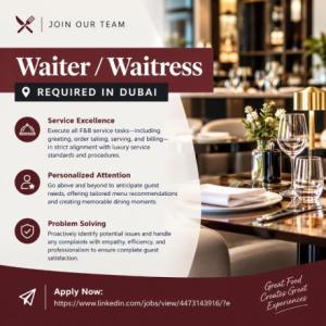 Waiter / Waitress Required in Dubai