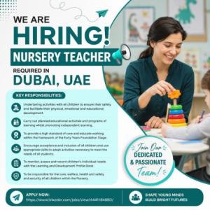 Nursery Teacher Required in Dubai