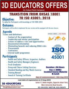 ISO 45001 / OHSAS 18001 Lead Auditor Training Program In Pakistan