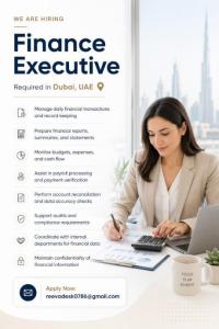 Finance Executive Required in Dubai