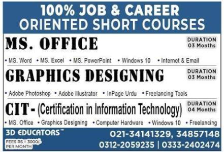 100% Job and Career Oriented Short Courses