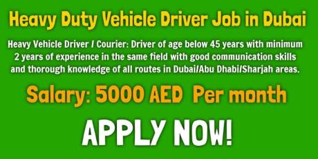 Heavy Duty Vehicle Driver Job in Dubai