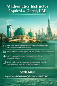Mathematics Instructor Required in Dubai