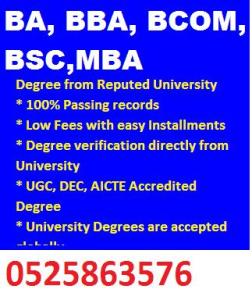 # BA,BBA,BCOM,MBA, Degree courses in abudhabi , uae 0525863576 ***