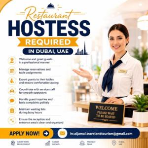 Restaurant Hostess Required in Dubai