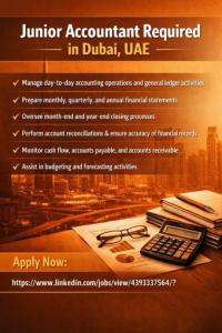 Junior Accountant Required in Dubai