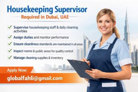 Housekeeping Supervisor Required in Dubai