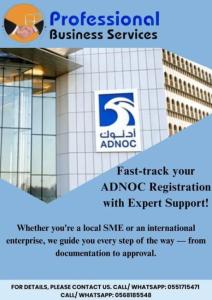 FAST TRACK YOUR ADNOC REGISTRATION WITH EXPERT SUPPORT!