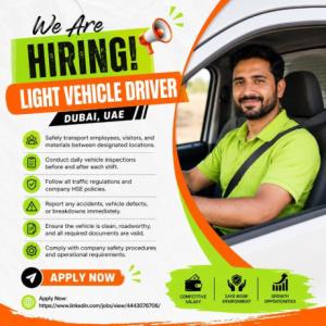 Light vehicle driver Required in Dubai