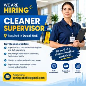 Cleaner Supervisor Required in Dubai