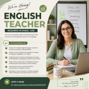 English Teacher Required in Dubai