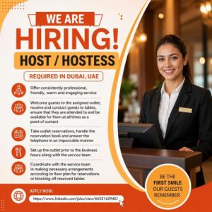 Host / Hostess Required in Dubai