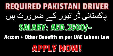 REQUIRED PAKISTANI DRIVER