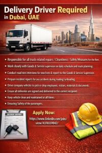 Delivery Driver Required in Dubai