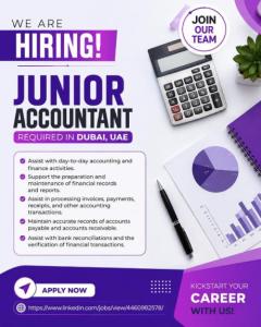 Junior Accountant Required in Dubai