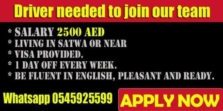 Driver needed to join our team immediately