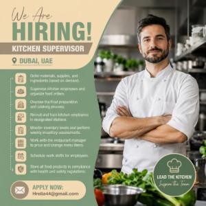 Kitchen Supervisor Required in Dubai