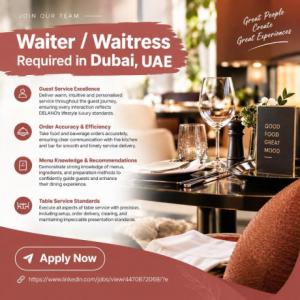 Waiter / Waitress Required in Dubai