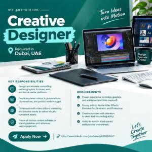 Creative Designer Required in Dubai
