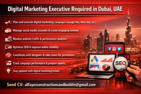 Digital Marketing Executive Required in Dubai