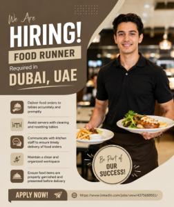 Food Runner Required in Dubai