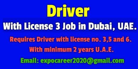 Driver With License 3, Job in Dubai