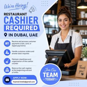 Restaurant Cashier Required in Dubai