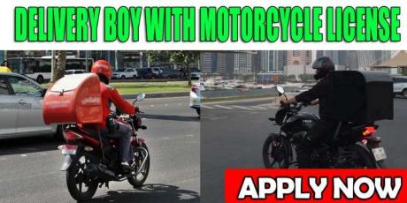 DELIVERY BOY WITH MOTORCYCLE LICENSE