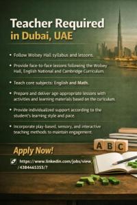 Teacher Required in Dubai