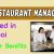 Restaurant Manager Required in Dubai