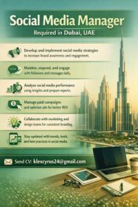 Social Media Manager Required in Dubai