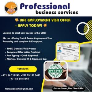 UAE EMPLOYMENT VISA. APPLY TODAY!