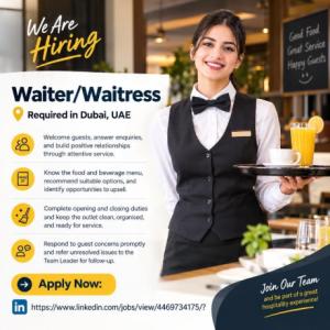 Waiter/Waitress Required in Dubai