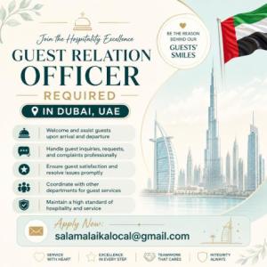 Guest Relation Officer Required in Dubai