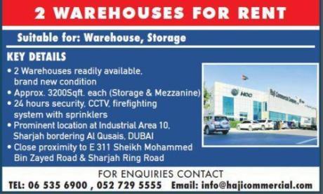 2 WAREHOUSES FOR RENT / Suitable for Warehouse, Storage