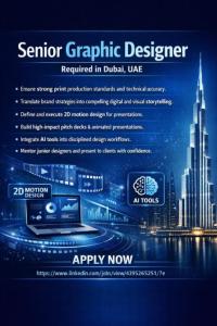 Senior Graphic Designer Required in Dubai