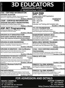 Admission Open For I.T Professional Courses