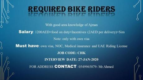 BIKE DRIVER REQUIRED