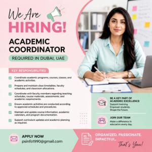 Academic Coordinator Required in Dubai