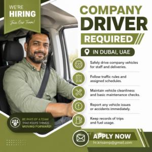 Company Driver Required in Dubai