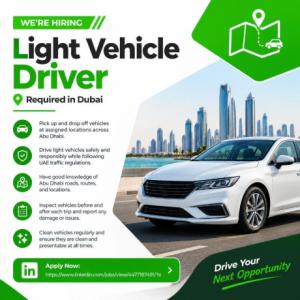 Light Vehicle Driver Required in Dubai