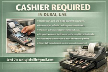 Cashier Required in Dubai