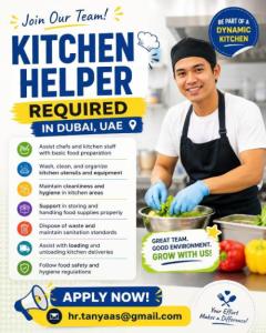 Kitchen Helper Required in Dubai