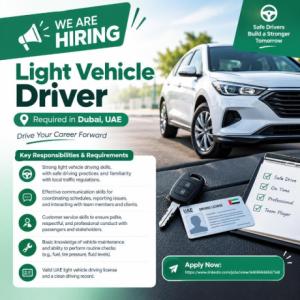 Light veichal driver Required in Dubai