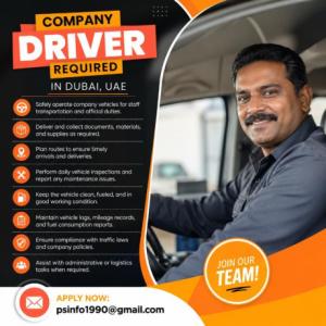 Company Driver Required in Dubai