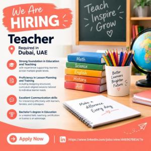 Teacher Required in Dubai
